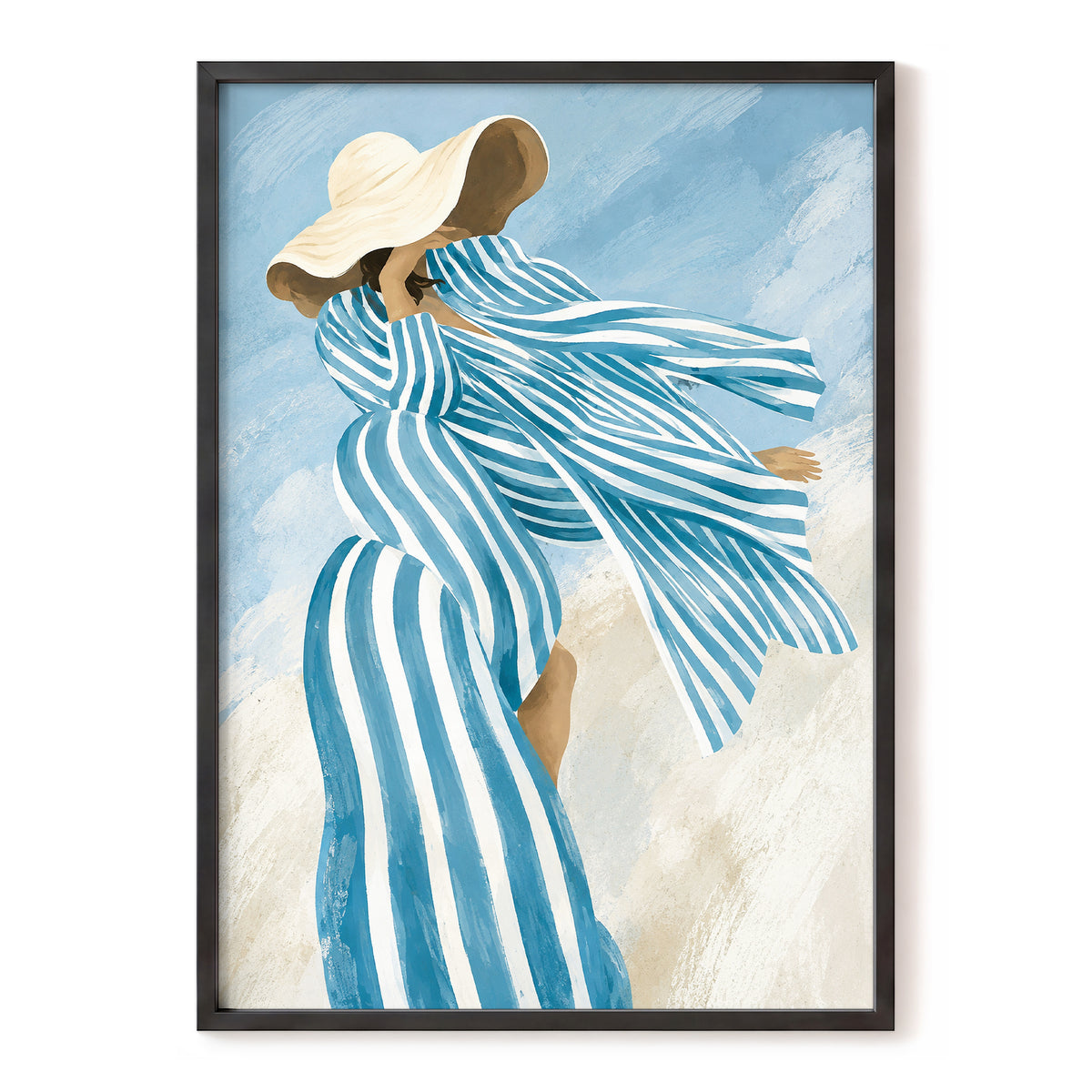 Blue in the Breeze, blue, white, beige abstract wall art, front artwork view