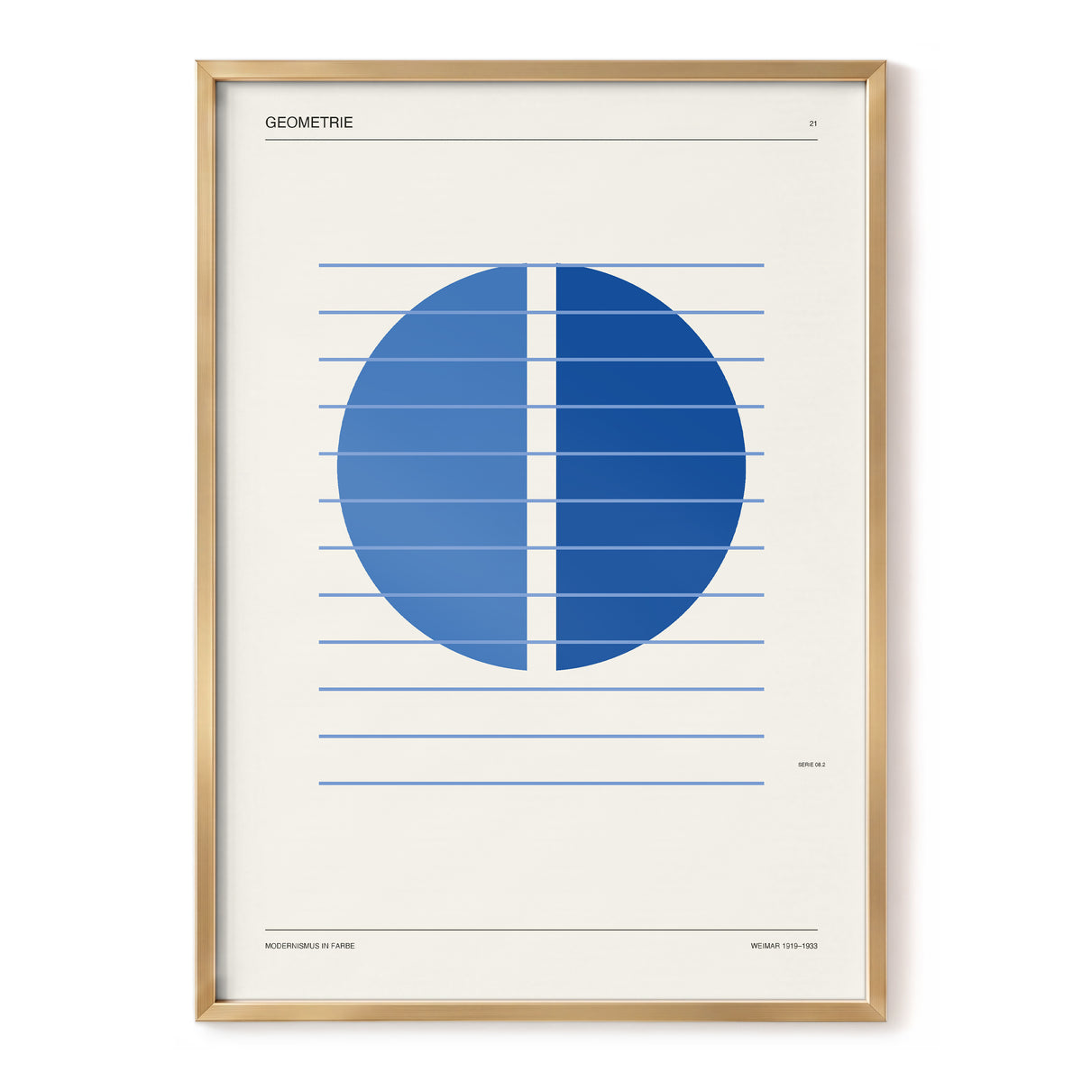 Blue Meridian Study, blue, beige, black minimalist wall art, front artwork view