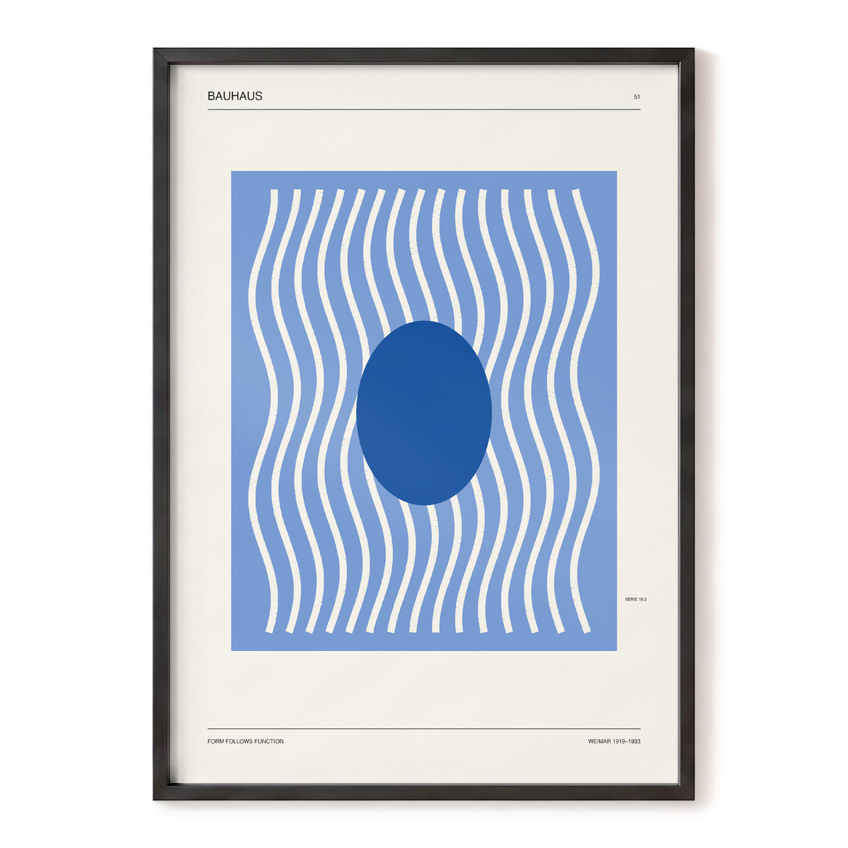 Blue Rhythm No. 51, blue, beige, white minimalist wall art, front artwork view