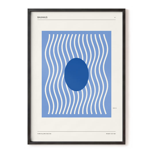 Blue Rhythm No. 51, blue, beige, white minimalist wall art, front artwork view