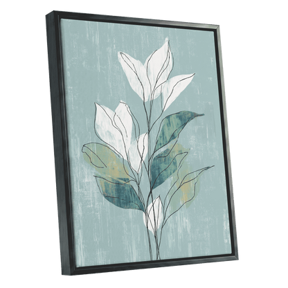 Blue Sage Botanical Lines – black framed canvas option