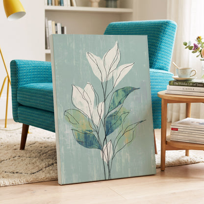 Blue Sage Botanical Lines – canvas wall art in a styled interior, gallery view 2