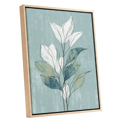 Blue Sage Botanical Lines – oak framed canvas option