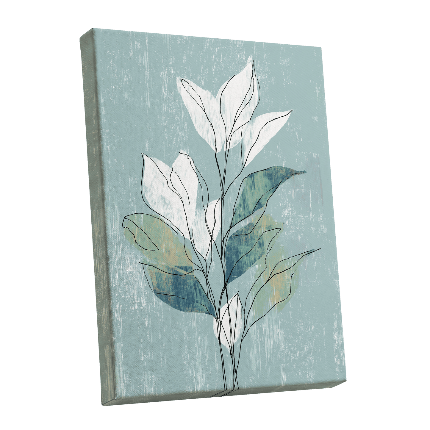 Blue Sage Botanical Lines – stretched canvas option