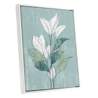 Blue Sage Botanical Lines – white framed canvas option