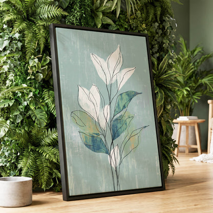 Blue Sage Botanical Lines – wall art displayed in a styled interior, gallery view 1