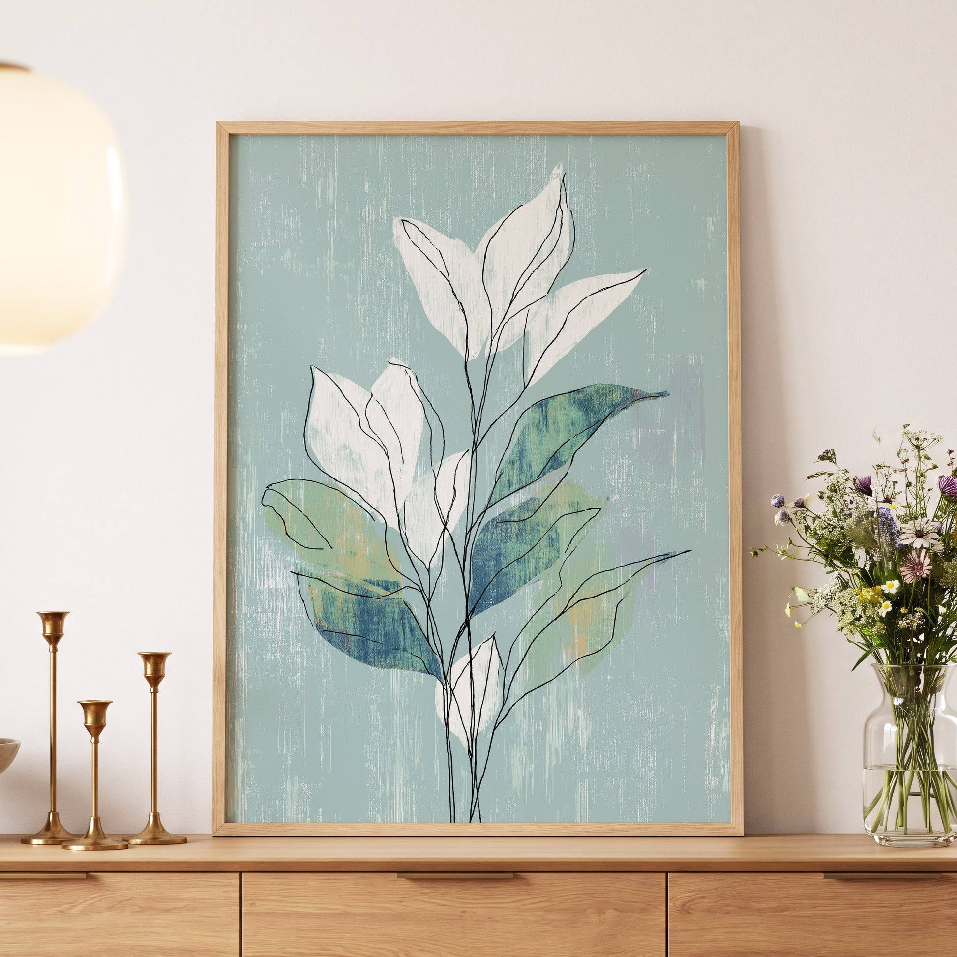 Blue Sage Botanical Lines – wall art displayed in a styled interior, gallery view 5