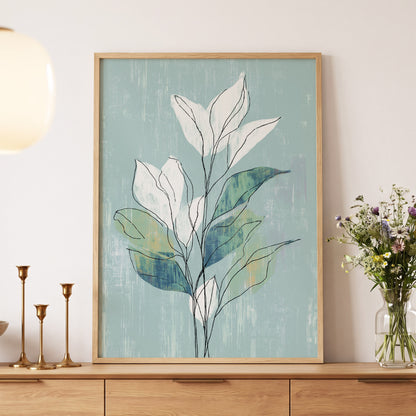 Blue Sage Botanical Lines – wall art displayed in a styled interior, gallery view 5
