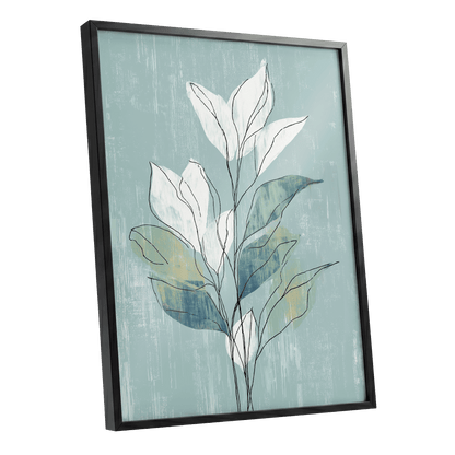 Blue Sage Botanical Lines – black framed poster option