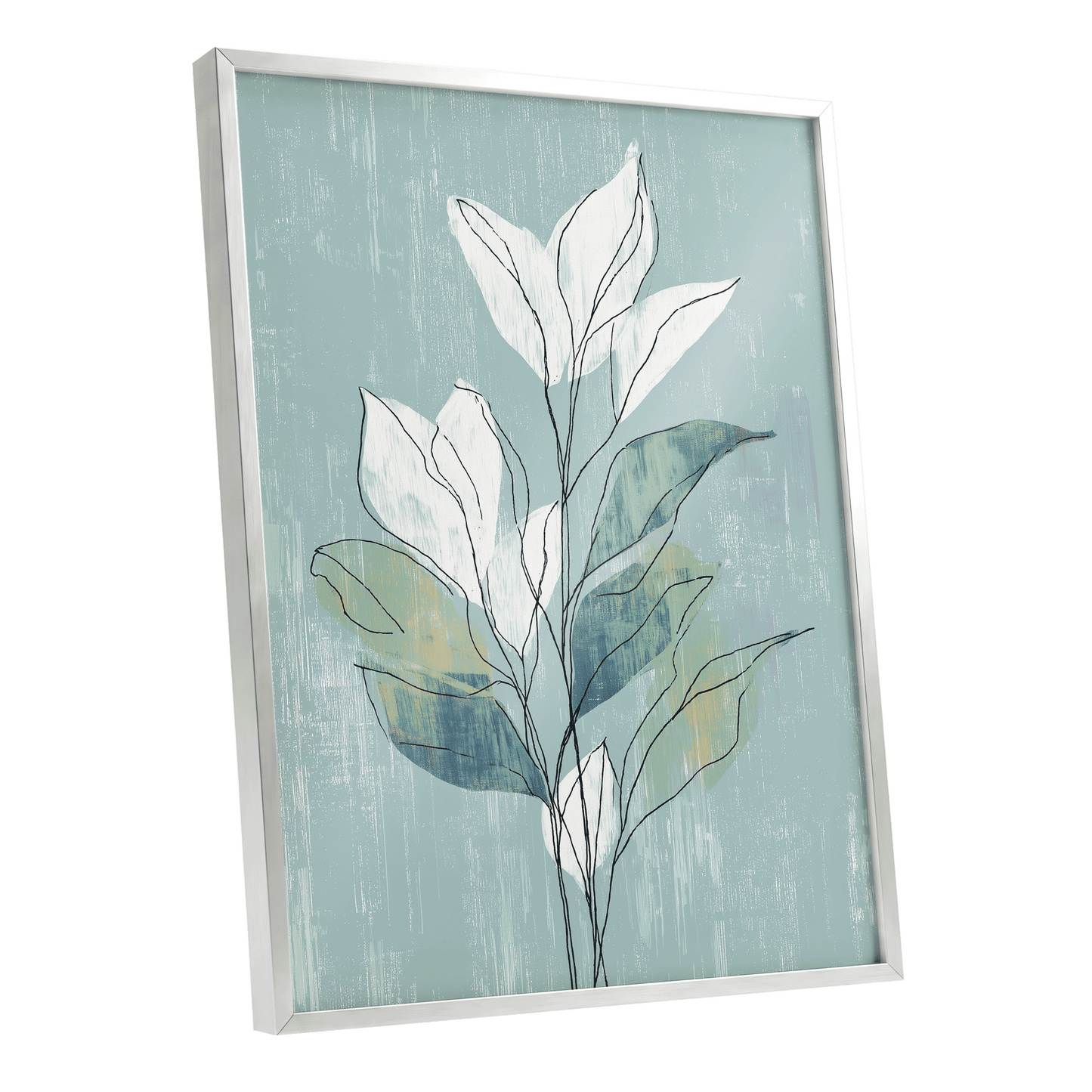 Blue Sage Botanical Lines – silver framed poster option