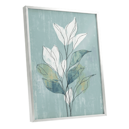 Blue Sage Botanical Lines – silver framed poster option