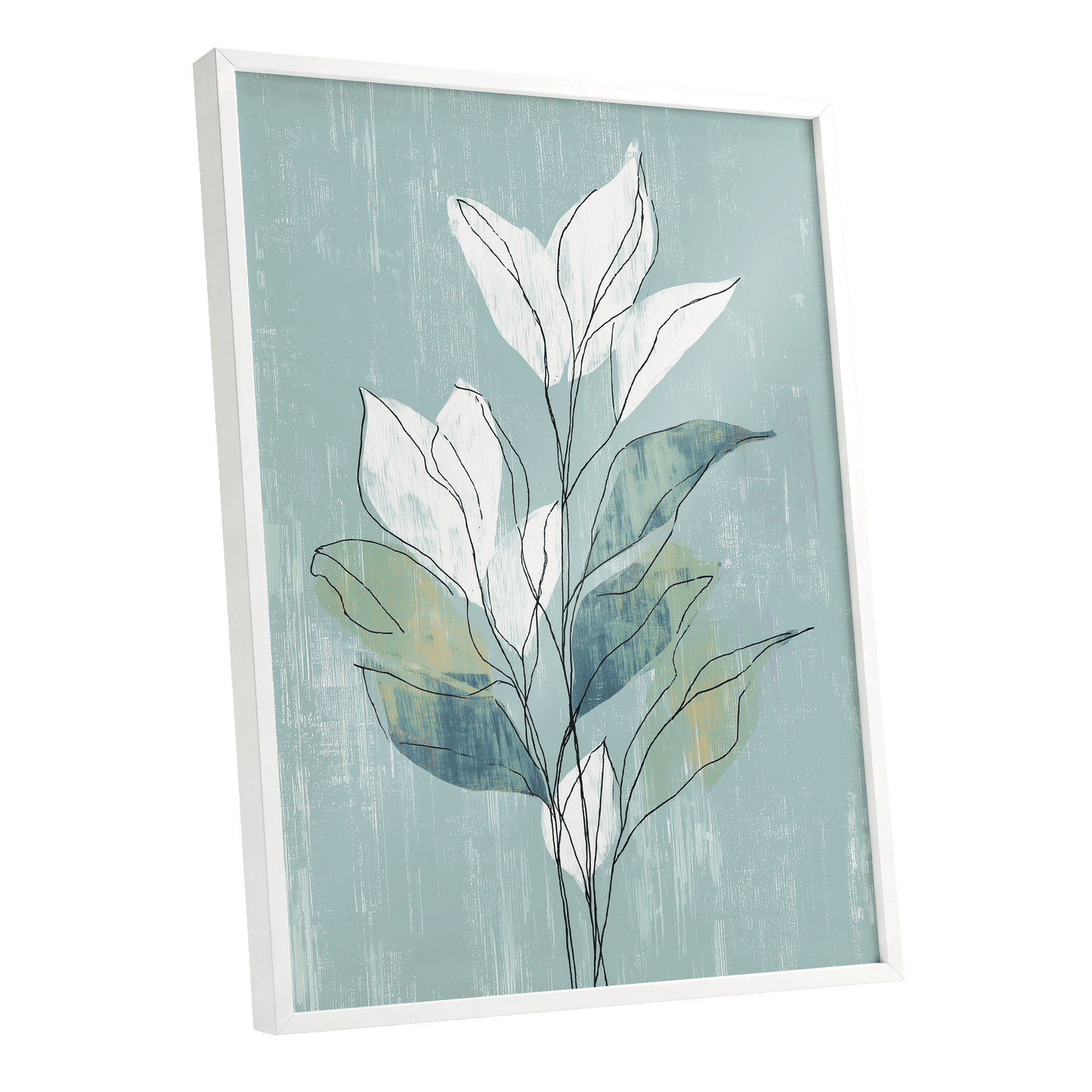 Blue Sage Botanical Lines – white framed poster option
