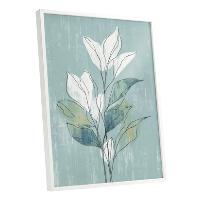 Blue Sage Botanical Lines – white framed poster option