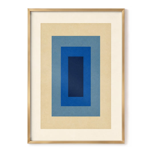 Blue Within, blue, beige minimalist wall art, front artwork view
