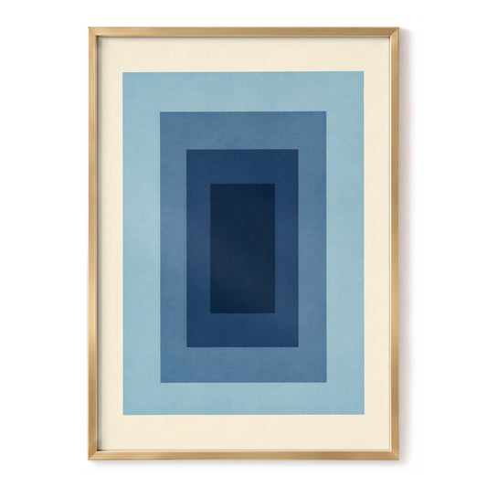 Blue Within, blue, beige minimalist wall art, front artwork view