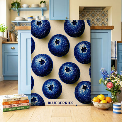 Blueberry Rhythm, blue, beige, black nature wall art on canvas displayed in a styled interior, gallery view 2