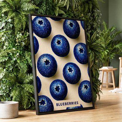 Blueberry Rhythm, blue, beige, black nature wall art displayed in a styled interior, gallery view 1