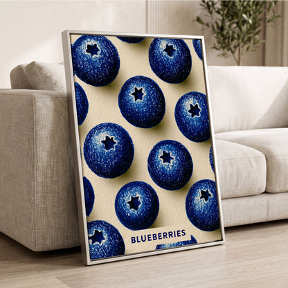 Blueberry Rhythm, blue, beige, black nature wall art displayed in a styled interior, gallery view 2