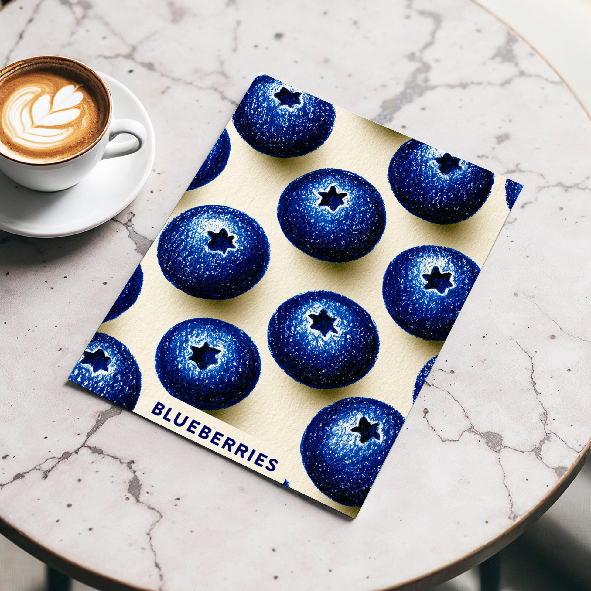 Blueberry Rhythm, blue, beige, black nature wall art displayed in a styled interior, gallery view 3