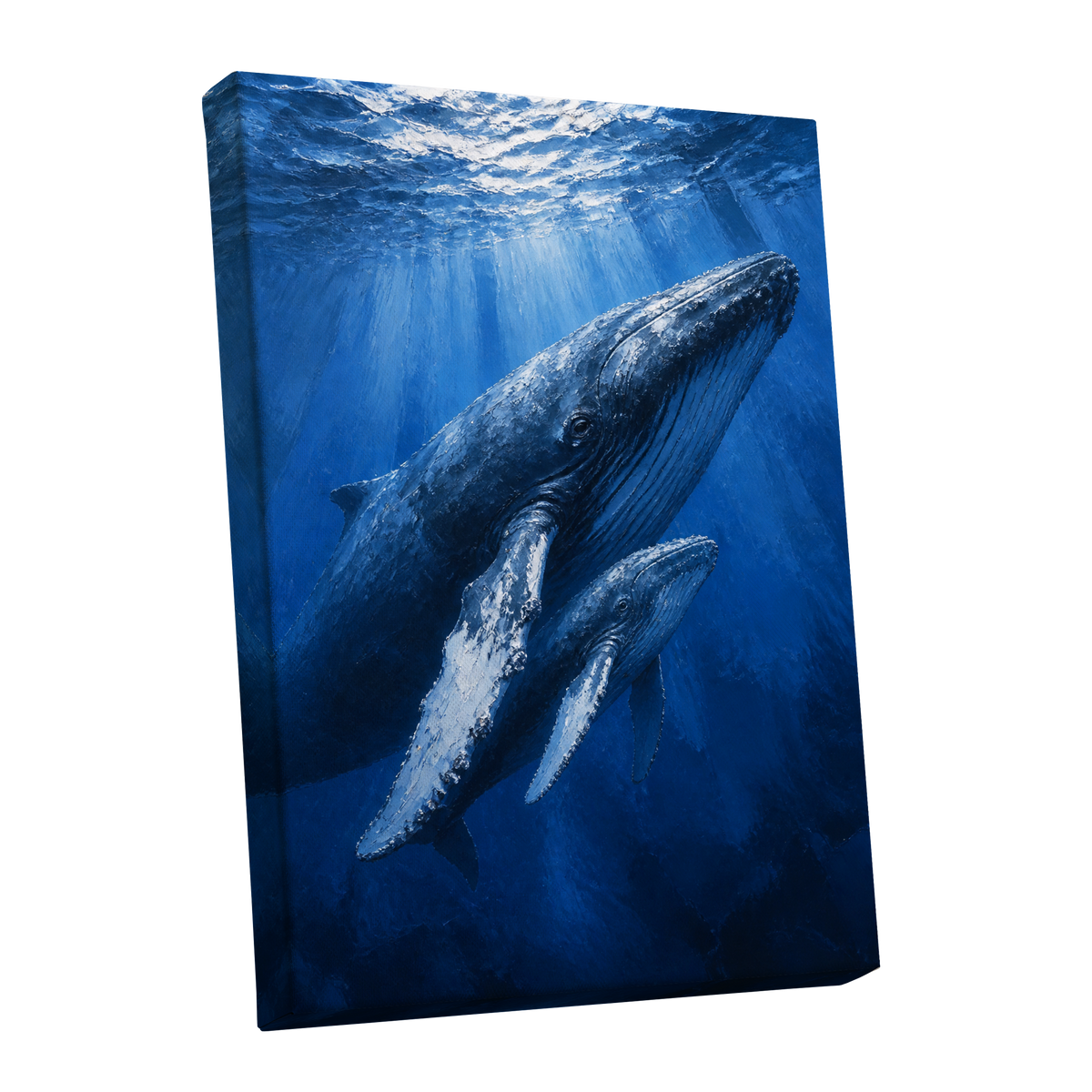 Bluewater Giants, blue, white, gray nature wall art shown as a stretched canvas wall art