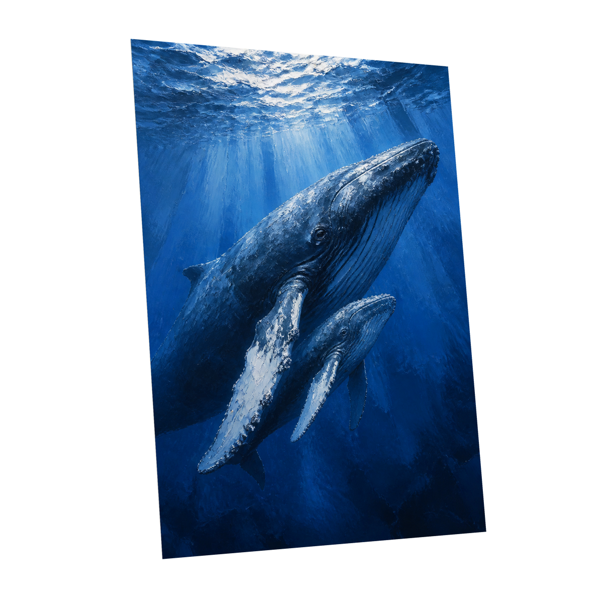 Bluewater Giants, blue, white, gray nature wall art shown as a unframed poster wall art print