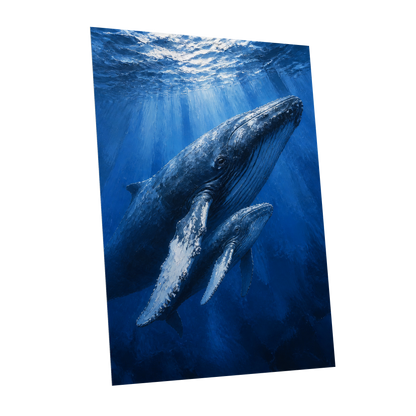 Bluewater Giants, blue, white, gray nature wall art shown as a unframed poster wall art print