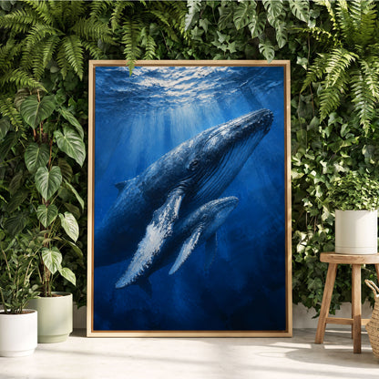 Bluewater Giants, blue, white, gray nature wall art displayed in a styled interior, gallery view 2
