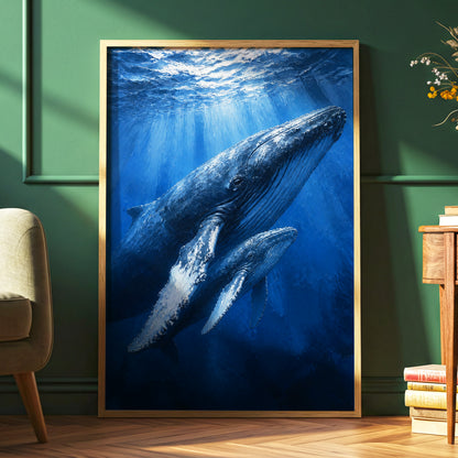 Bluewater Giants, blue, white, gray nature wall art displayed in a styled interior, gallery view 6
