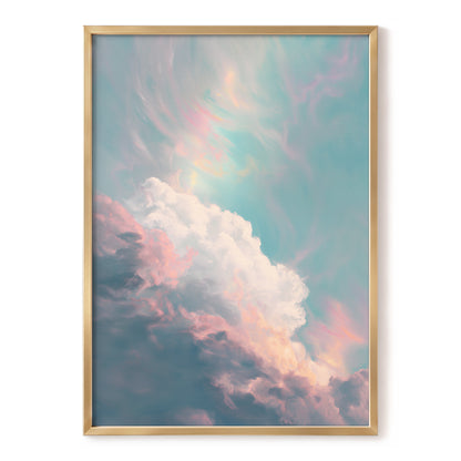 Blush Above the Clouds, blue, pink, white nature wall art, front artwork view