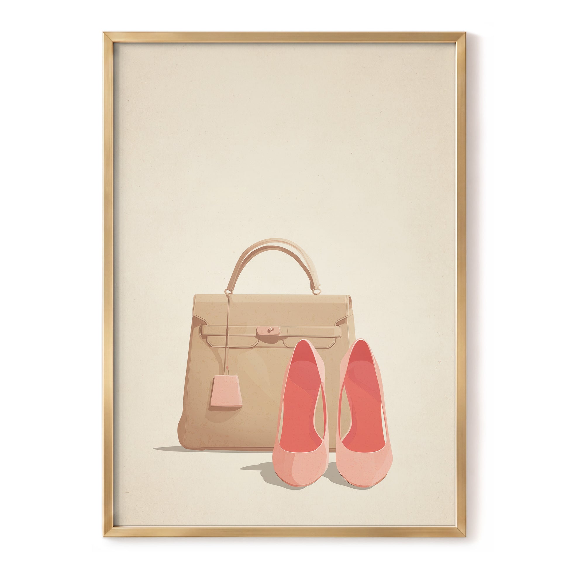 Blush & Biscuit, beige, pink, brown minimalist wall art, front artwork view