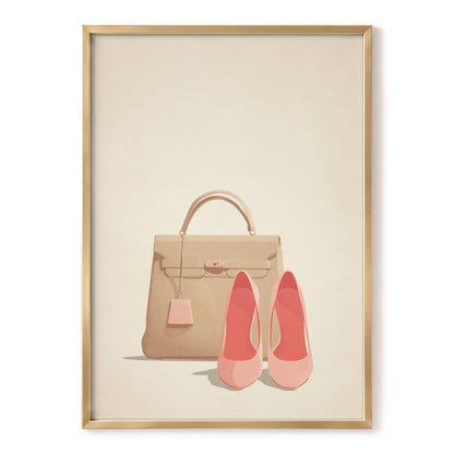 Blush & Biscuit, beige, pink, brown minimalist wall art, front artwork view