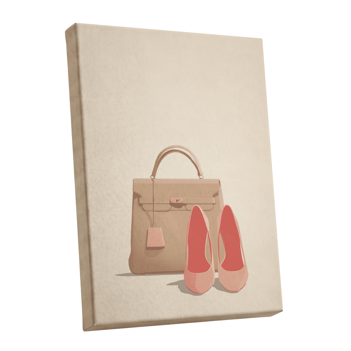 Blush & Biscuit, beige, pink, brown minimalist wall art shown as a stretched canvas wall art