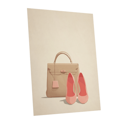 Blush & Biscuit, beige, pink, brown minimalist wall art shown as a unframed poster wall art print