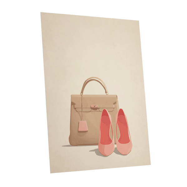 Blush & Biscuit, beige, pink, brown minimalist wall art shown as a unframed poster wall art print