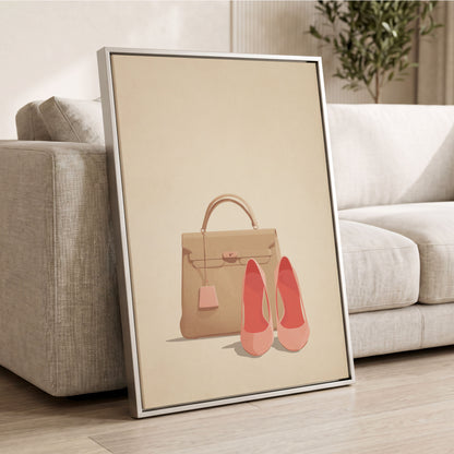 Blush & Biscuit, beige, pink, brown minimalist wall art displayed in a styled interior, gallery view 2