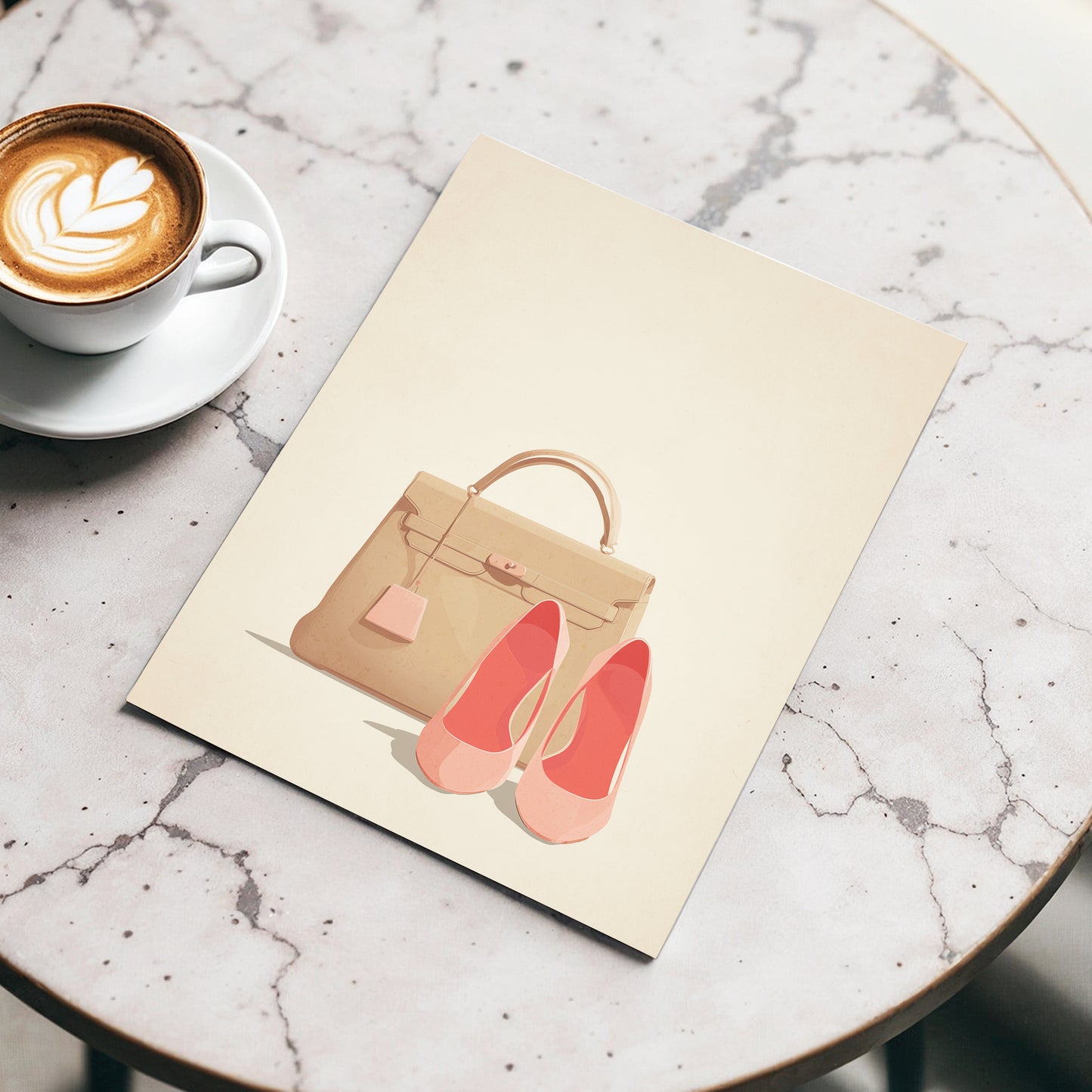 Blush & Biscuit, beige, pink, brown minimalist wall art displayed in a styled interior, gallery view 3