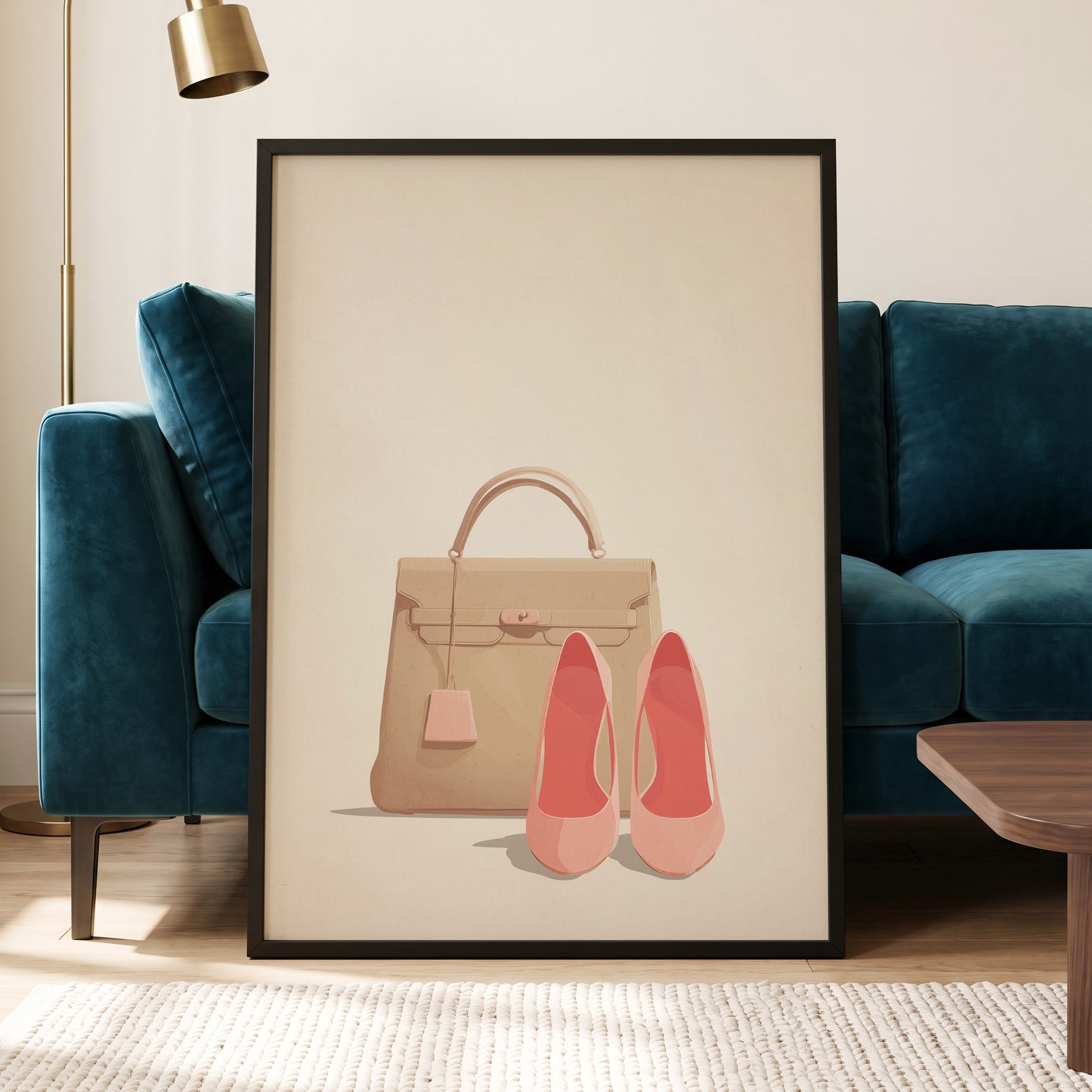 Blush & Biscuit, beige, pink, brown minimalist wall art displayed in a styled interior, gallery view 5