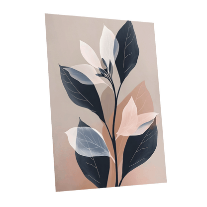 Blush and Midnight Leaves, black, beige, pink nature wall art shown as a unframed poster wall art print