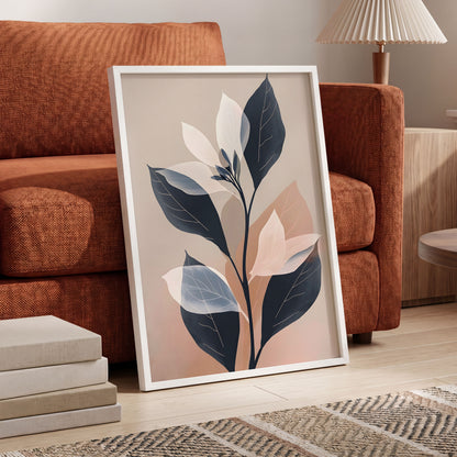Blush and Midnight Leaves, black, beige, pink nature wall art displayed in a styled interior, gallery view 6