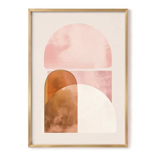 Blush Arc Assembly, pink, brown, beige minimalist wall art, front artwork view