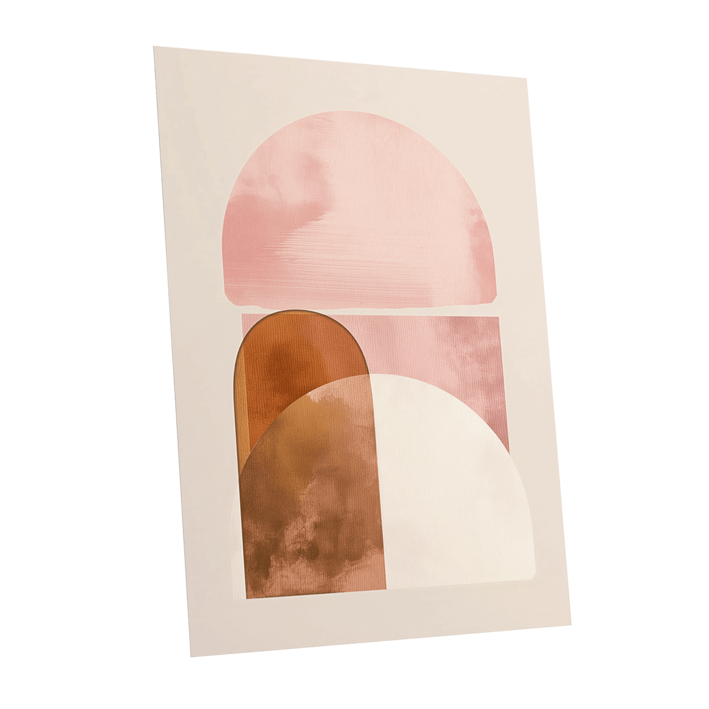 Blush Arc Assembly, pink, brown, beige minimalist wall art shown as a unframed poster wall art print