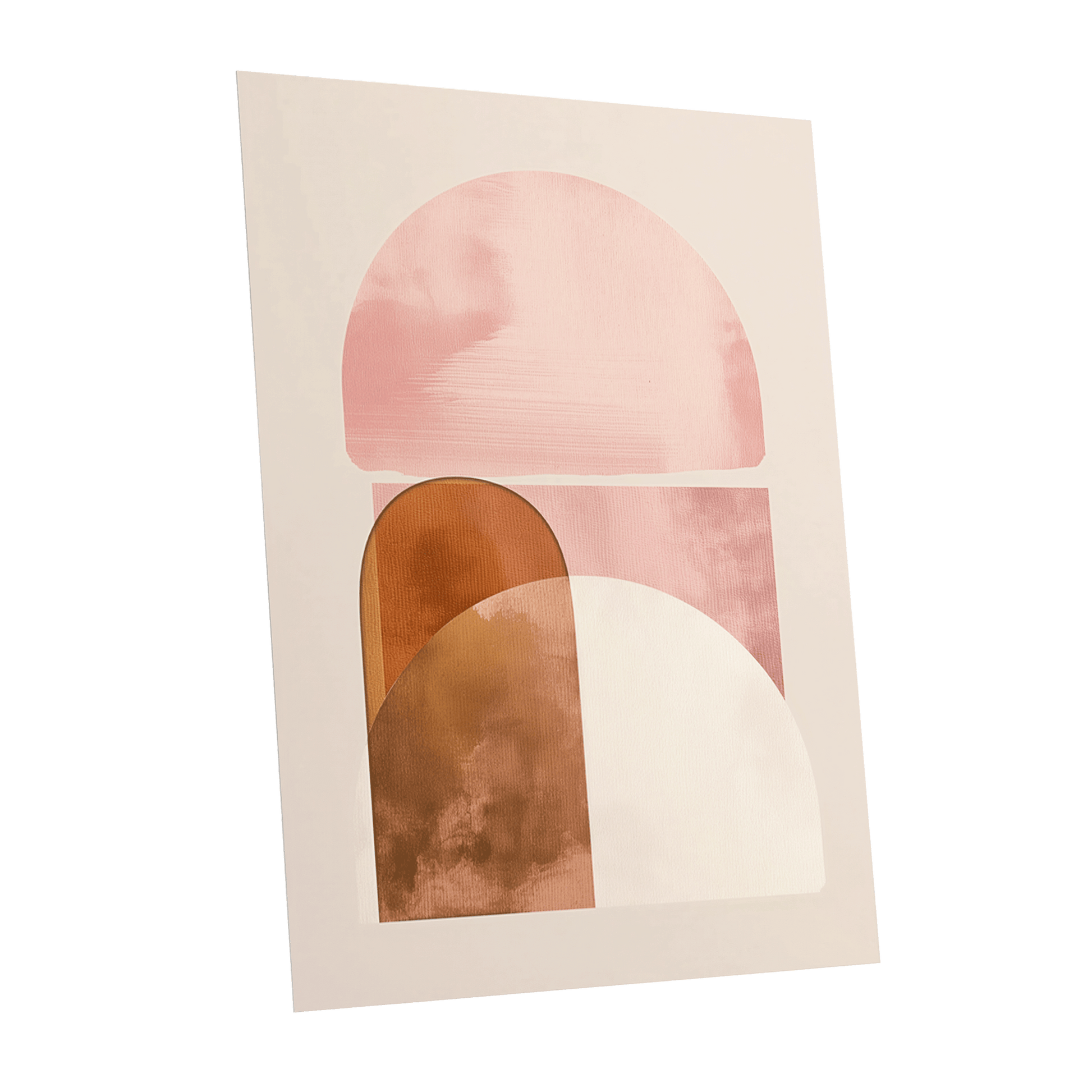 Blush Arc Assembly, pink, brown, beige minimalist wall art shown as a unframed poster wall art print