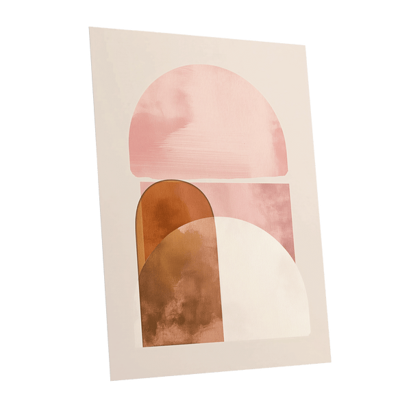 Blush Arc Assembly, pink, brown, beige minimalist wall art shown as a unframed poster wall art print