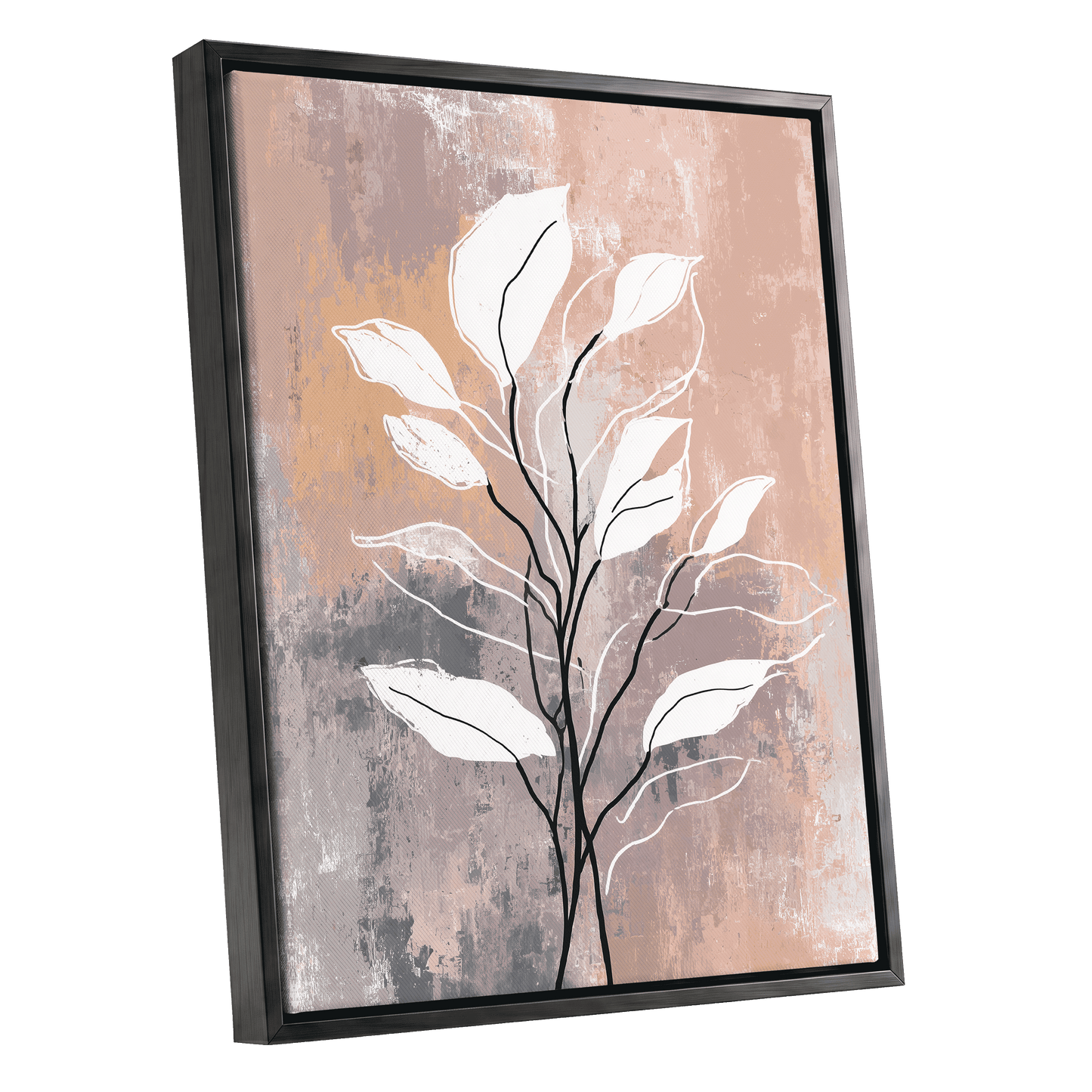 Blush Branch Silhouette – black framed canvas option
