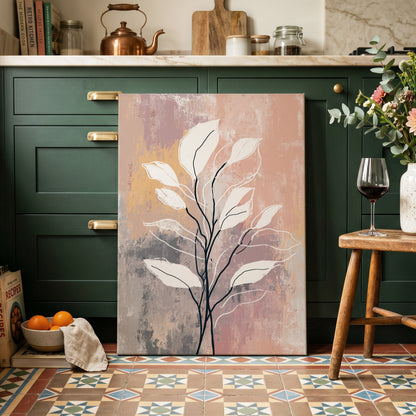 Blush Branch Silhouette – canvas wall art in a styled interior, gallery view 2