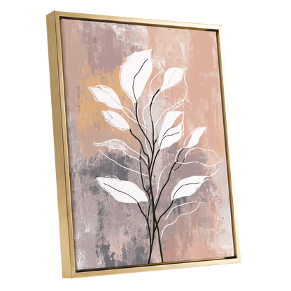 Blush Branch Silhouette – gold framed canvas option