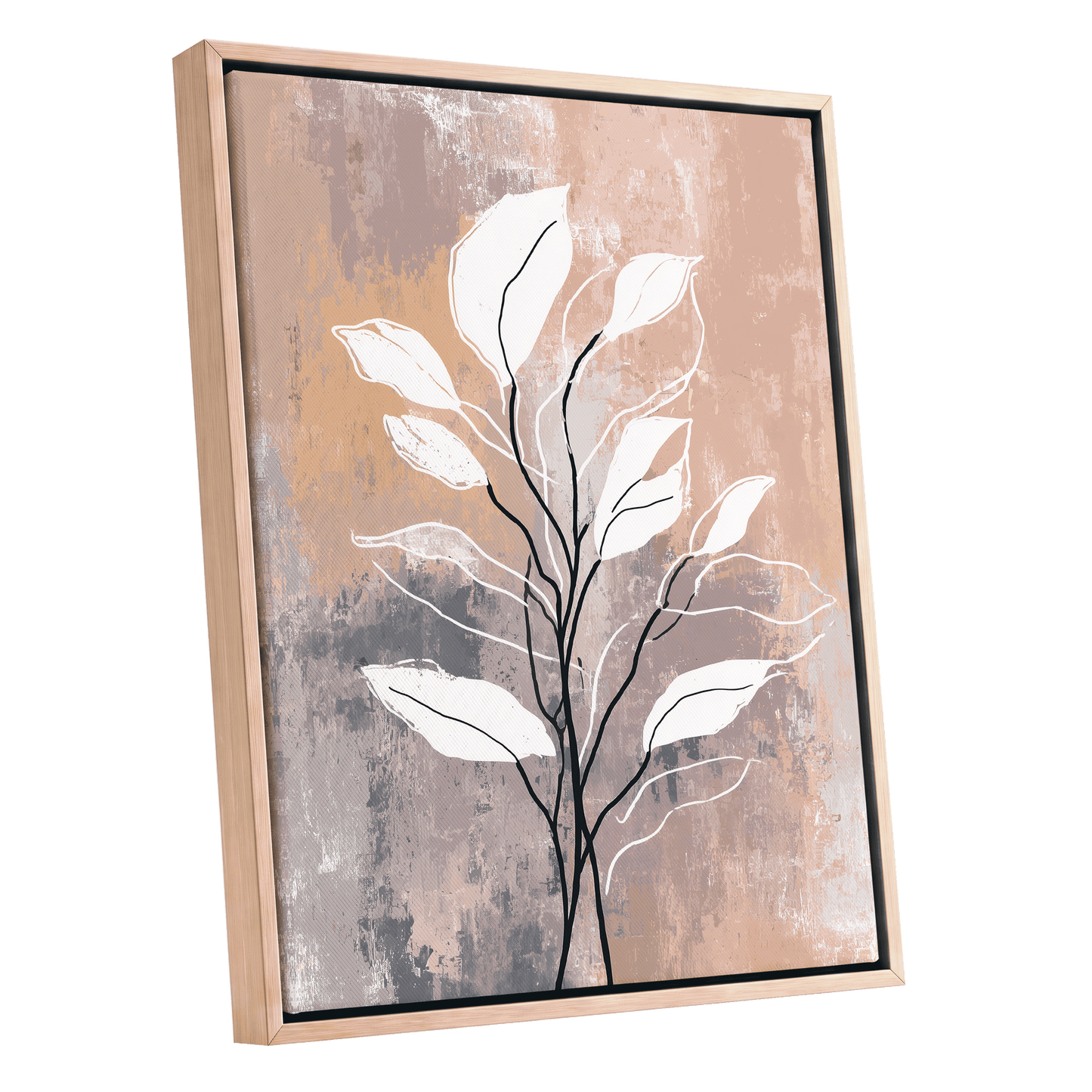 Blush Branch Silhouette – oak framed canvas option