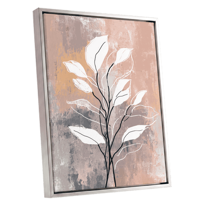 Blush Branch Silhouette – silver framed canvas option