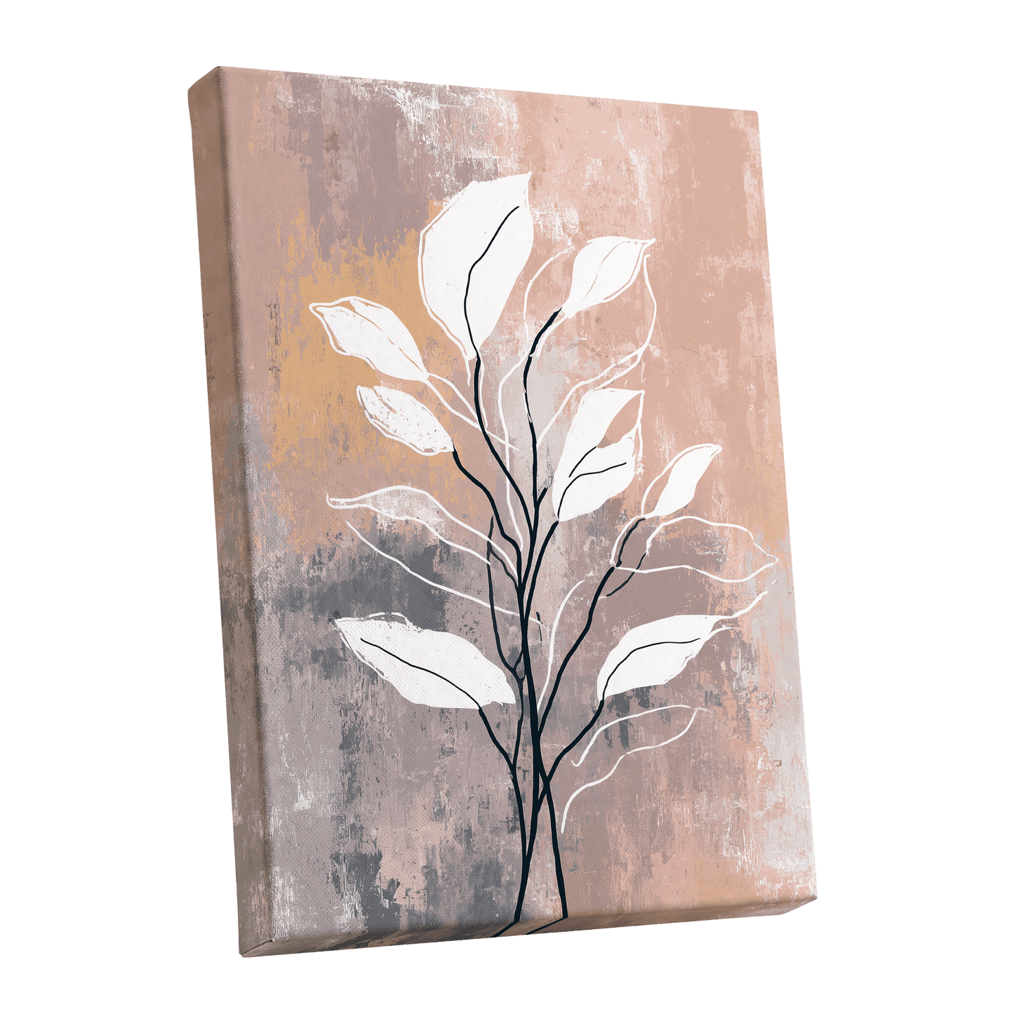 Blush Branch Silhouette – stretched canvas option