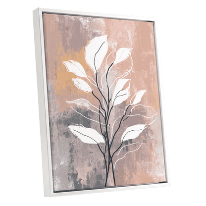Blush Branch Silhouette – white framed canvas option